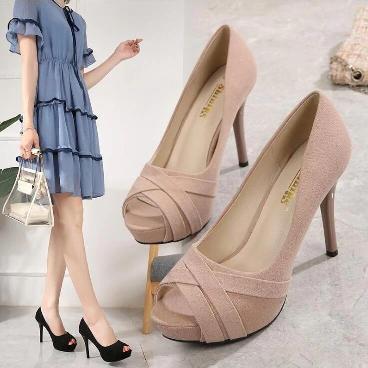 パンプス 厚底 サンダル パーティーシューズ 靴 脱げない オープントゥ ハイヒール 前厚