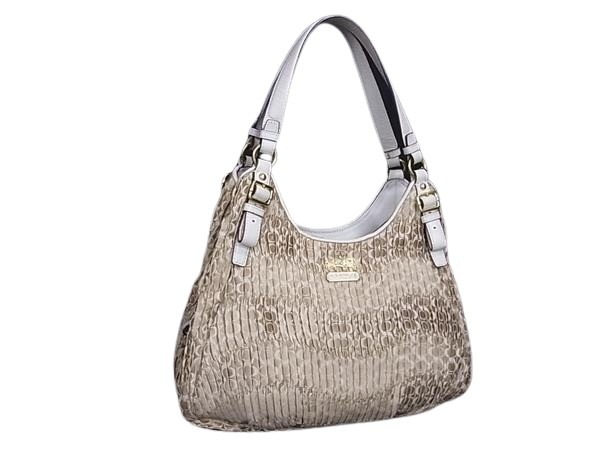 コーチ ハンドバッグ シグネチャー マディソン ギャザード キャンバス×レザー 18886 ゴールド アイボリー ショルダーバッグ トートバッグ ショッピングバッグ 鞄【本物保証】