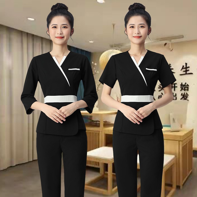 夏期監禁産後回復センター受付気質作業服spa足湯技術者専門作業服