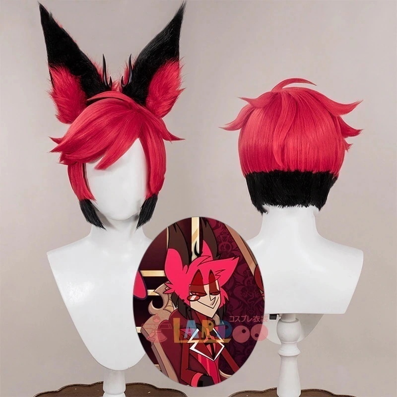 ハズビン ホテル Hazbin Hotel アラスターAlastor コスプレウィッグ 付け耳+道具+メガネ+ネット付き 耐熱543