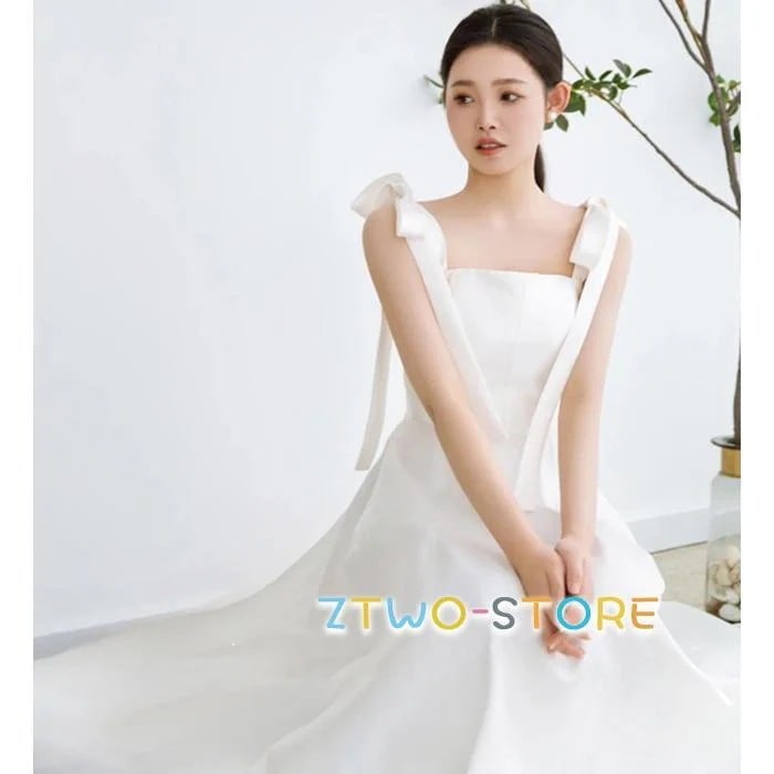 【急速出荷!】ワンピースドレスドレス二次会 大きいサイズ 前撮り ウェディングドレス 肩紐リボン ウェディングドレス フォトウェディング ガーリー ウェディングドレス ノースリーブ 3L 4L シンプ 5,261円