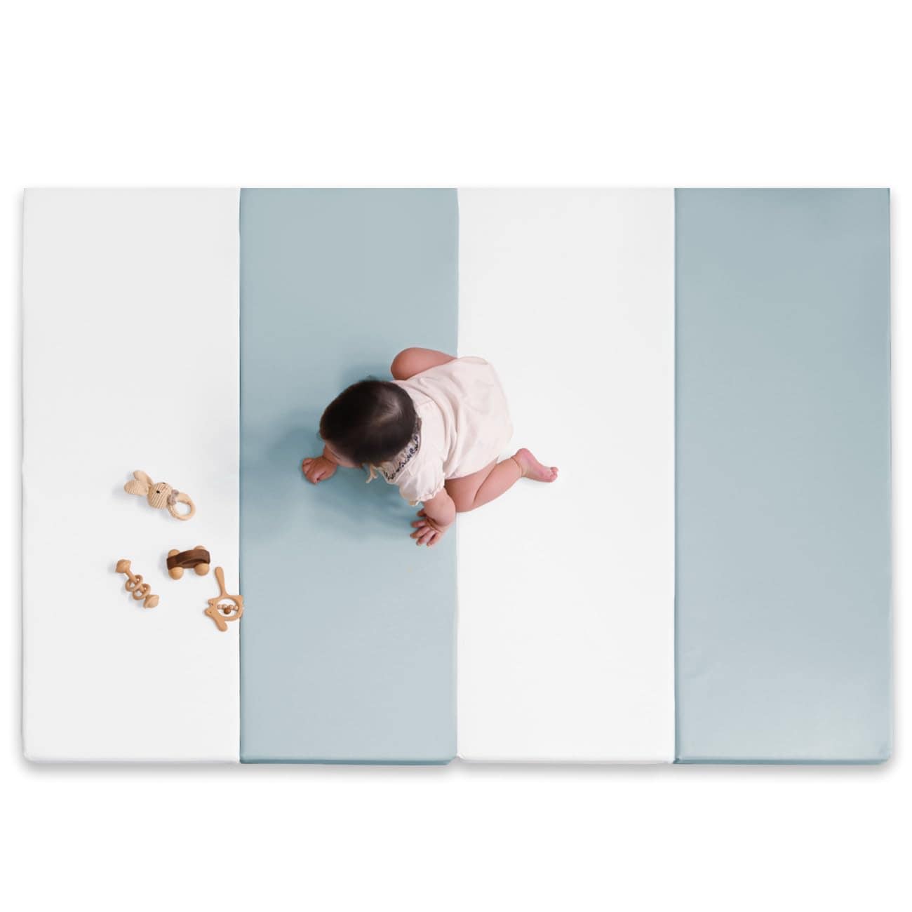 (ケラッタ) プレイマット 折りたたみ 赤ちゃん 1級防音 防水 厚手 (ブルー×ホワイト， 160×120)