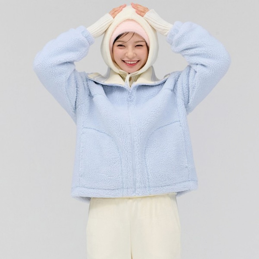 (チェイスカルト) レディースニットカラーキルトボアジップアップ-DFRG4376D0D