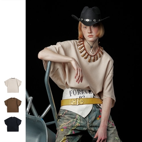 [3色]ドロップショルダーバクシフィットTシャツ