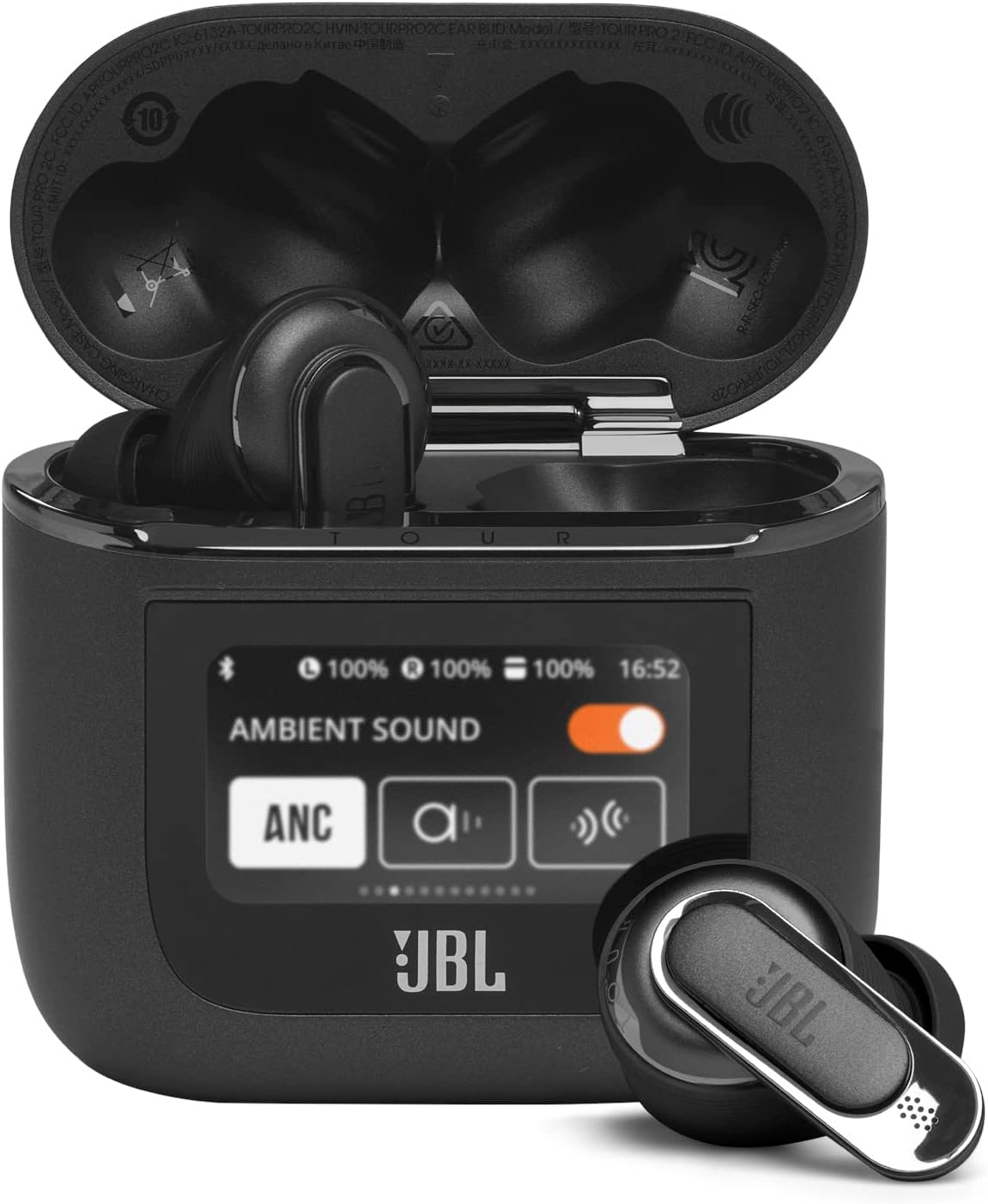 JBL TOUR PRO 2 ワイヤレスイヤホン bluetooth ハイブリッド ノイズキャンセリングマルチポイントIPX5ワイヤレス充電対応スマートタッチディスプレイ搭載ブラックJBLTOURPR