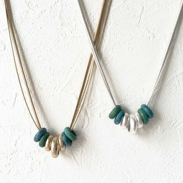 金属アレルギー対策ネックレス ニッケルフリーネックレス メタルネックレス ターコイズ風ネッ 雑誌で紹介された