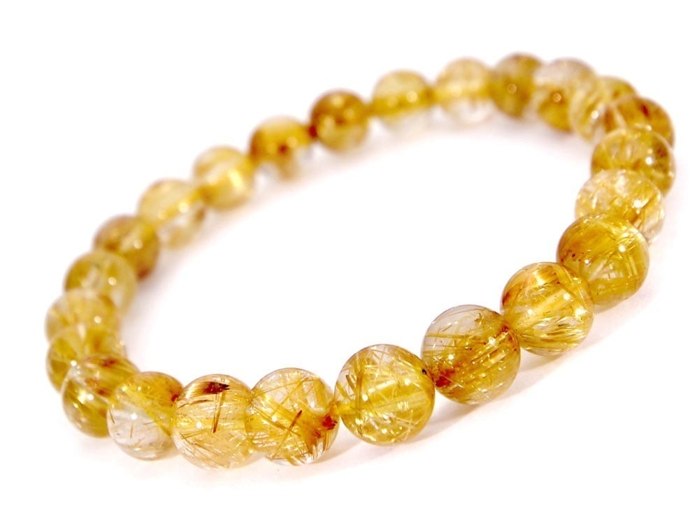 「1点もの 現品」 ゴールドルチルクォーツ ルチルクォーツ ブレスレット タイチンルチル 7.8mm パワーストーン ブレスレット メンズ レディース 天然石 数珠 アクセサリー メンズ h929-s