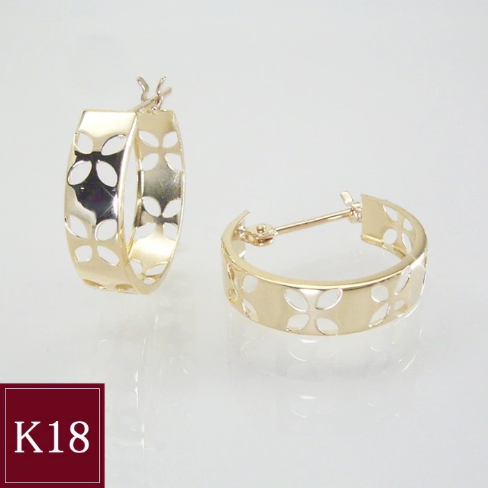 ピアス k18 K18 18金 アクセサリー ジュエリー プラチナ900 リーフ 花 フラワー 地金 品番ma-0454 2営業日前後の発送予定