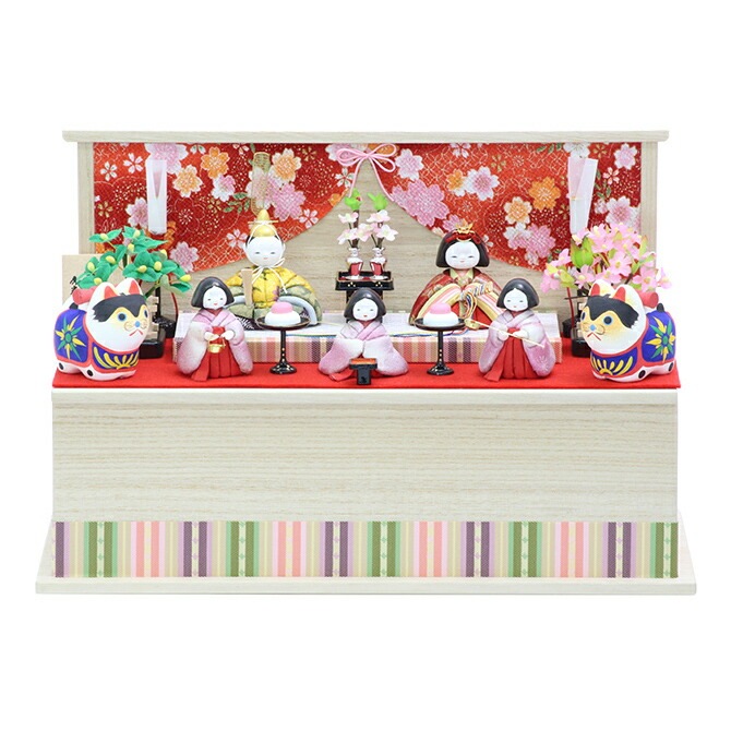 雛人形 ひな人形 お雛様 おひなさま かわいい 手作り 2025年 新作 秀光 限定品 送料無料 コンパクト ミニ 小さい 初節句 ひな祭り 木目込 収納 五人 5人 親王 平飾り 男雛 女雛 三人官