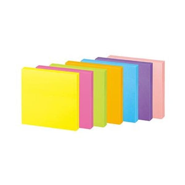 （まとめ）コクヨ 強粘着ふせんKK2L50×50mm ネオンカラー7色 K2メ-KN5050X10 1パック（10冊）(×10セット)