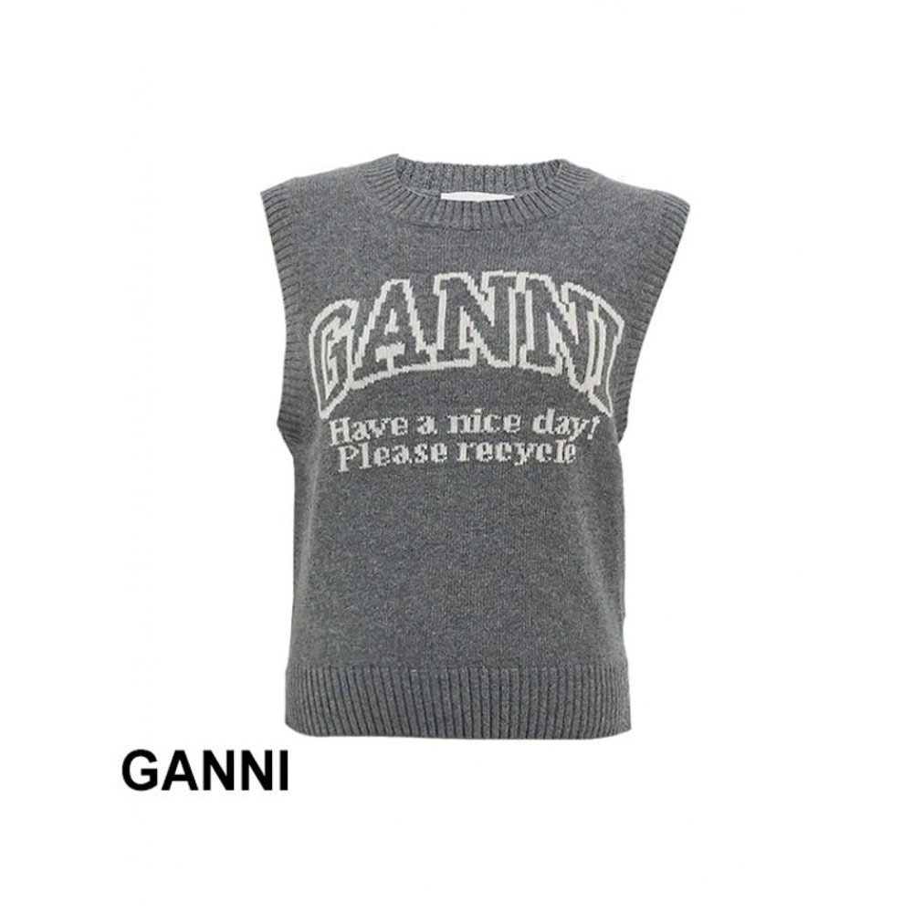 ガニグラフィックニットベストグレー K2308 523