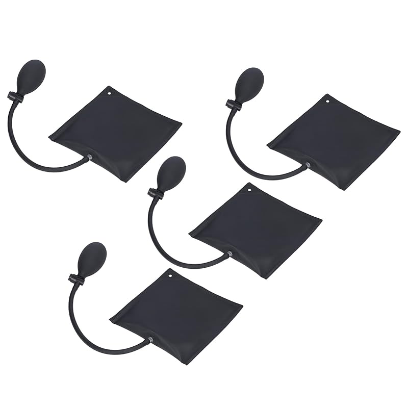 4pcs エアーウエッジ エアーインフレーター 最大800kgまで持ち上げ ジャッキアップ 車ドアロック 解除 補助工具 黒