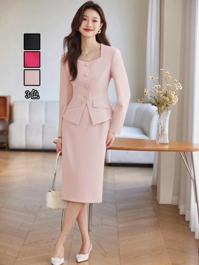 新作 カジュアル 通勤 OL ビジネススーツ 2点セット「ジャケット+ミモレ丈スカート」 スカートスーツ エレガント 結婚式レディースドレス 宴会 フォーマル 制服 着痩せ 20代30代40代 発表会