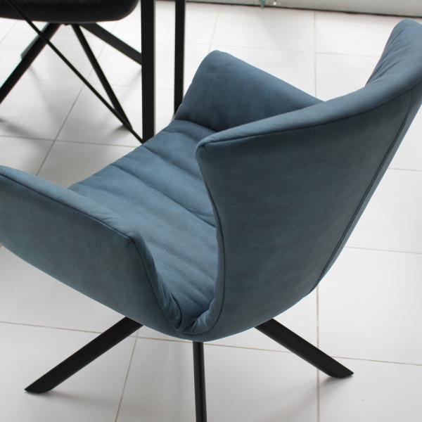 ダイニングチェア 回転式 椅子 イス モダン おしゃれ 北欧 スタイリッシュ ブルー 青 グレー 肘掛け ひじ付き アート 回転チェアー