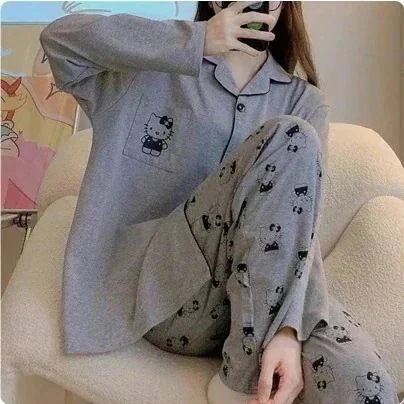 ハローキティ パジャマ 春夏 かわいい ルームウェア セットアップ スウェット 部屋着 上下2点セット レディース パジャマ 着ぐるみ 修学旅行人気の学園グループ服 コスプレ 長袖半袖期間限