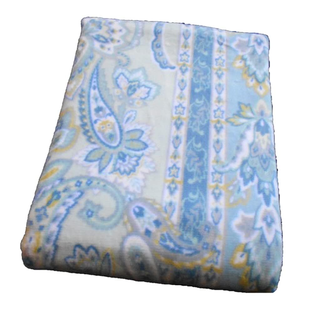 ニューマイヤー綿毛布 ペイズリー柄 シングルサイズ 日本製 (ブルー)