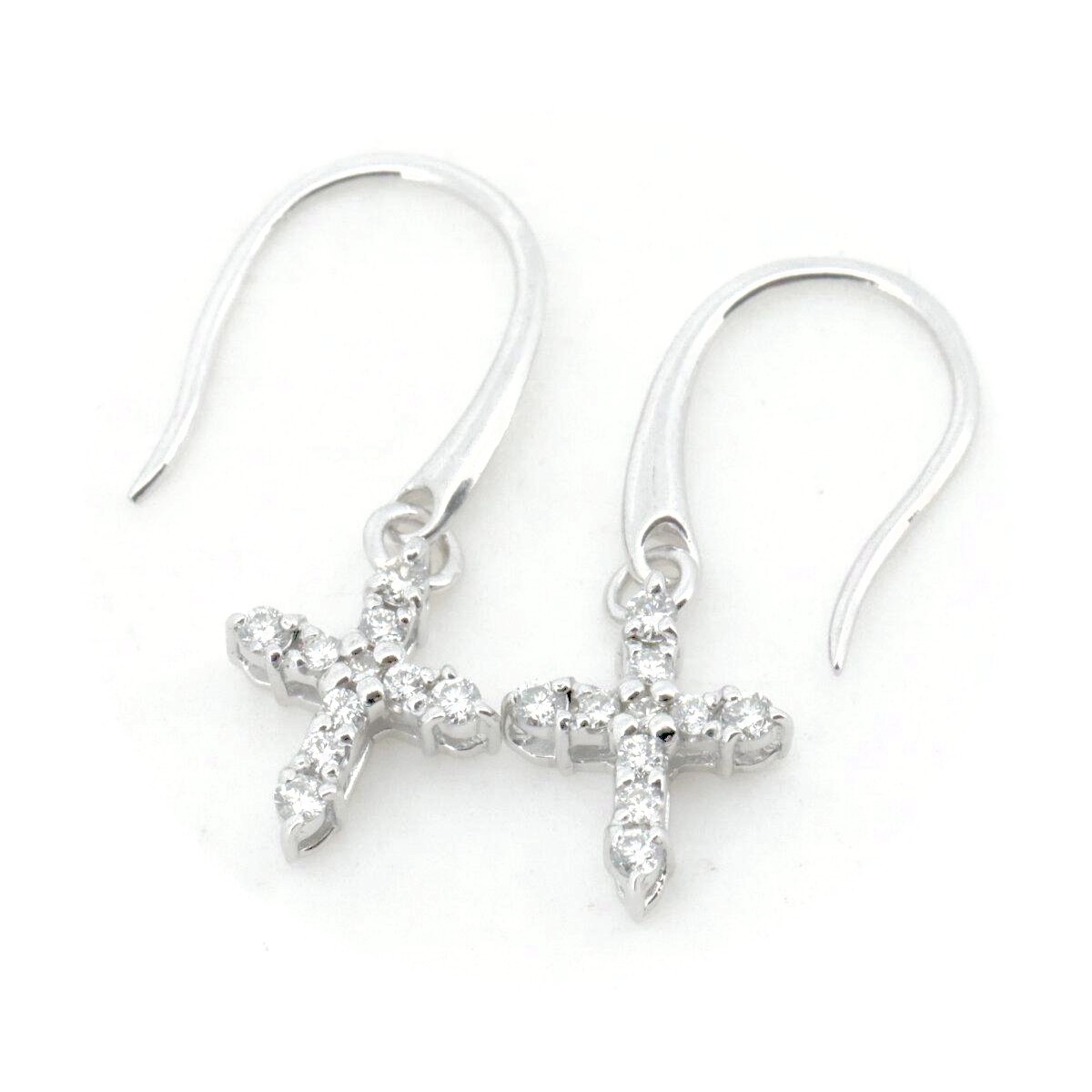 クロスダイヤモンド ピアス 0.08ct*2 K18WG(18金 ホワイトゴールド) 質屋出品