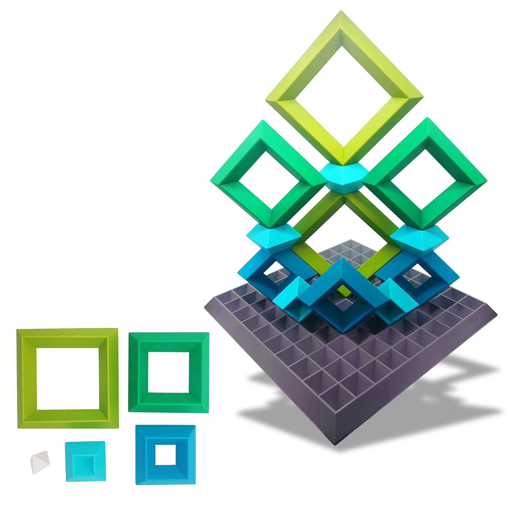 E-TOO アート つみき パズル イマジンスクエア [ カラフル ブロック を組み立て 立体アート を創作 知育玩具 モンテッソーリ ] 子供 3歳 ４歳 5歳の 創造力 色彩感覚 図形認識 力を鍛