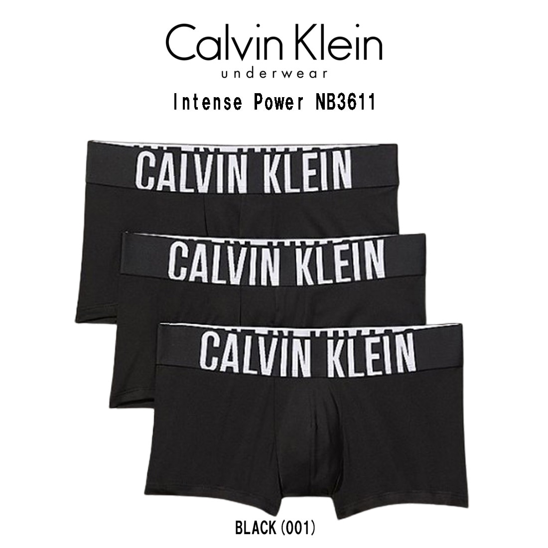 Calvin Klein ck ボクサーパンツ ローライズ 前閉じ 3枚セット お買い得 パック 下着 メンズ 男性用 インテンスパワー Intense Power NB3611