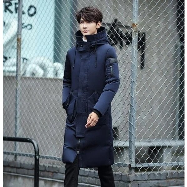 大人の魅力メンズ ダウンコート ロング丈 ダウン風ジャケット コート お洒落 アウター 厚手 無地