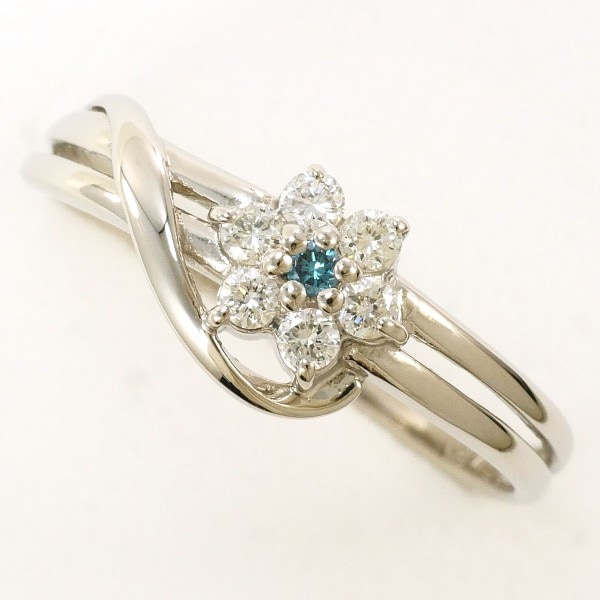 スカラベ PT950 リング 指輪 9.5号 ブルーダイヤ ダイヤ 計0.14 ジュエリー 中古