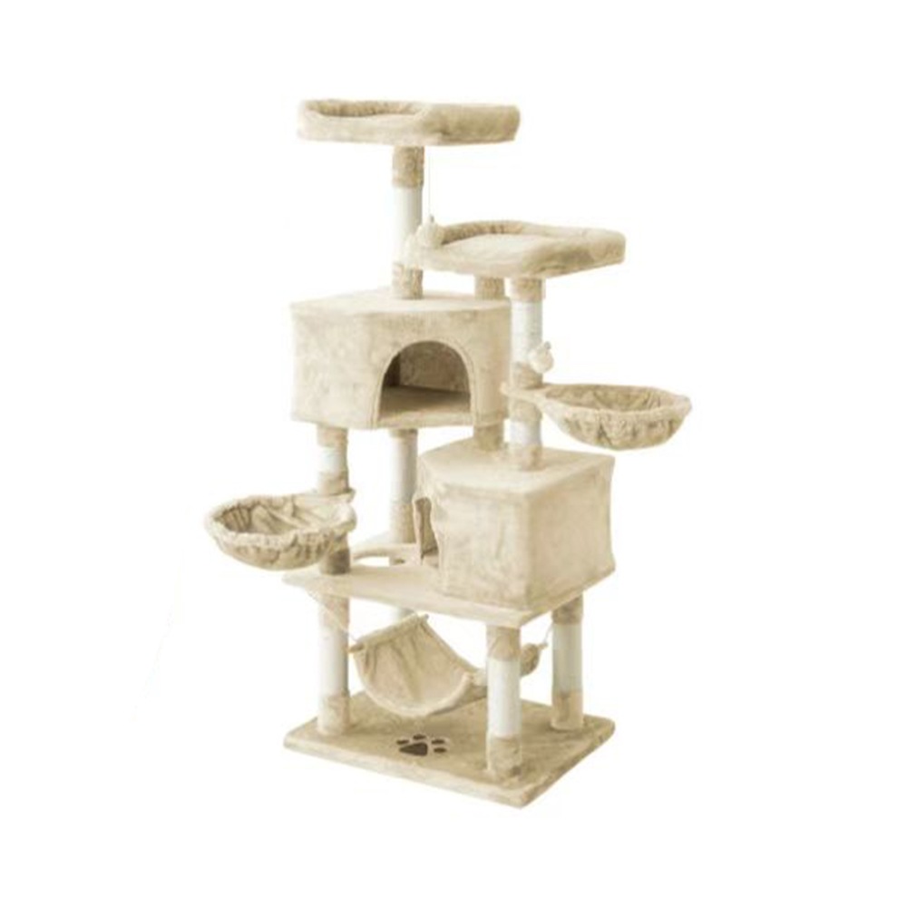 キャットタワー 多機能 多頭飼い 大きいハンモック 人気 おしゃれ 据え置き ハンモック付き キャットハウス 爪とぎ おもちゃ 見晴台 転倒防止 ペット 木製 SGS FSC認証 豪華な猫タワー