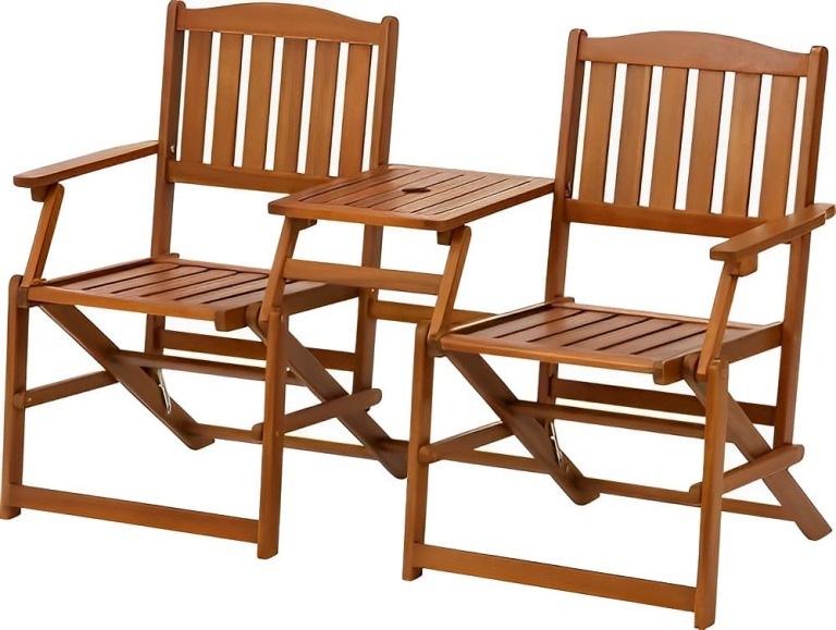フォールディング ラブベンチ - 天然木を使用した便利な折りたたみ式ベランダチェアーセット 17,520円