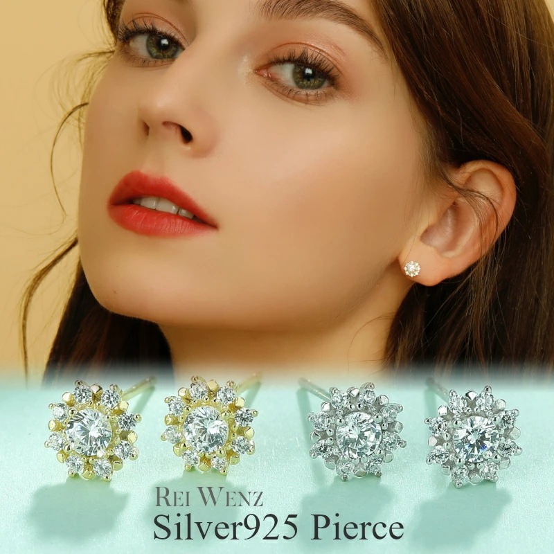 【高品質Silver925】ピアス アレルギーフリー ミニ つけっぱなし Silver925 極小 花 ジルコニア おしゃれ 大人 ゴールド シルバー シンプル Silver925 レディース 金