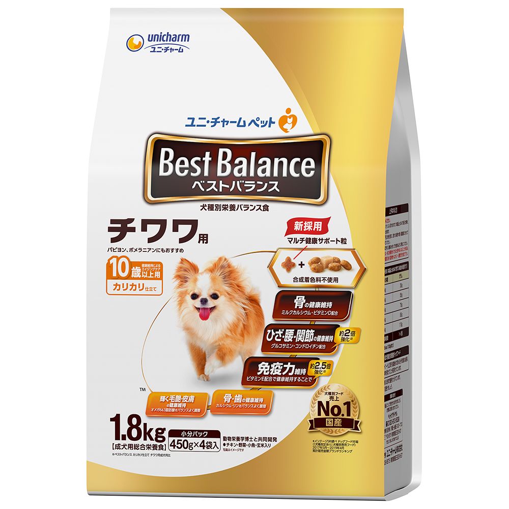 （まとめ買い）ベストバランス カリカリ仕立て チワワ用 10歳以上用 1.8kg 犬用フード [x4]