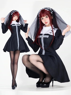 メイド服 ハロウイン衣装 コスプレ シスター 聖女 修道女 コスプレ衣装 Amazon.co.jp: ハロウィン衣装 シスター 聖女 修道女 コスプレ