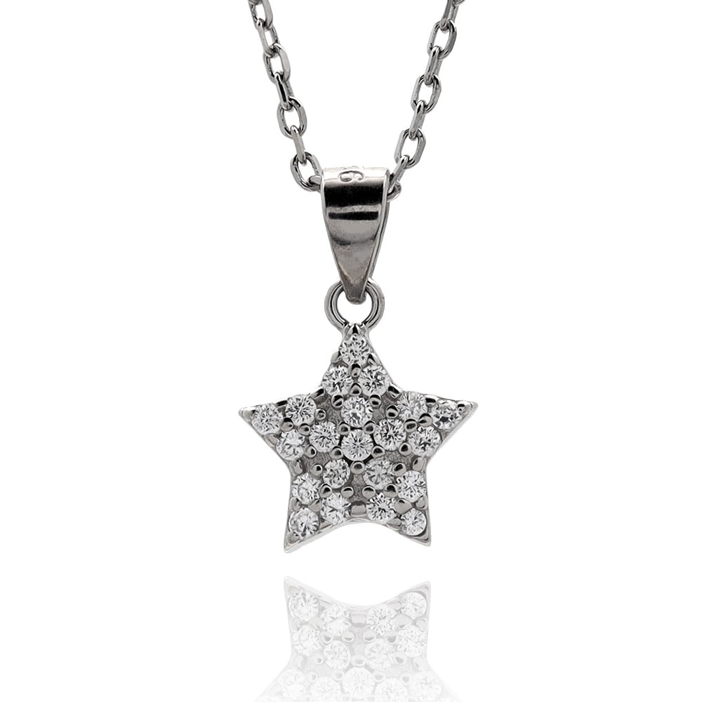 S925 スターライト 星 ネックレス 銀 [fhns018-silver]
