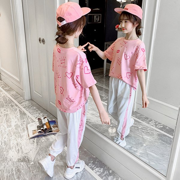 子供服 セットアップ tシャツ おしゃれ キッズ ジャージ ジュニア トップス ベビー服 ロングパンツ 半袖 可愛い 夏服 女の子 子供ジャージ  長ズボン 韓国子供服 売れ筋新商品 女の子