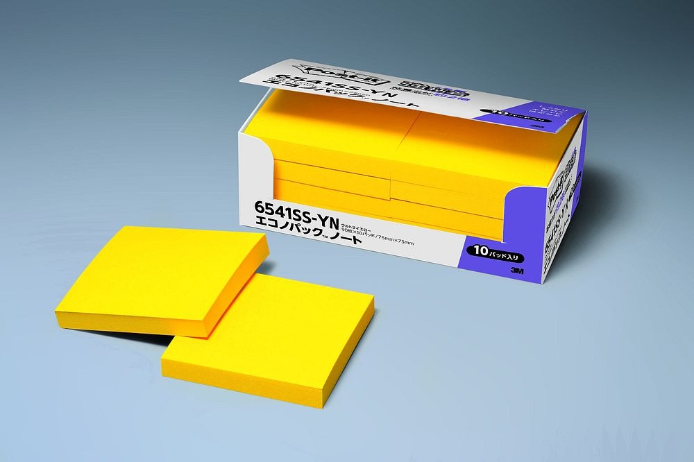 （まとめ買い）スリーエム 強粘着ノート 75x75mm 90枚x10パッド ビビッドイエロー 6541SS-YN [x3]