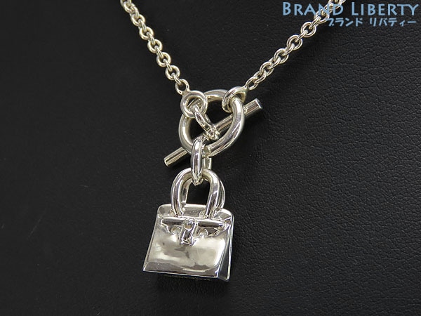 美品エルメスアミュレットバーキンモチーフシルバーネックレスペンダントチョーカーシルバー925AG925