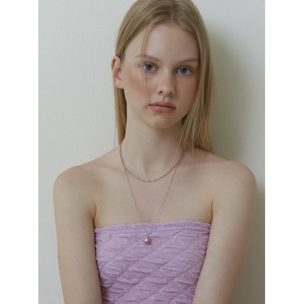 KINDABABY パープル ピンク スワロフスキー レイヤード ネックレス