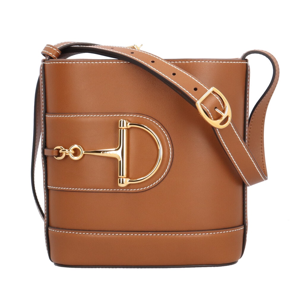 グッチ スモール バケットバッグ グッチ73 ショルダーバッグ レザー 833665 ブラウン GUCCI 中古 美品
