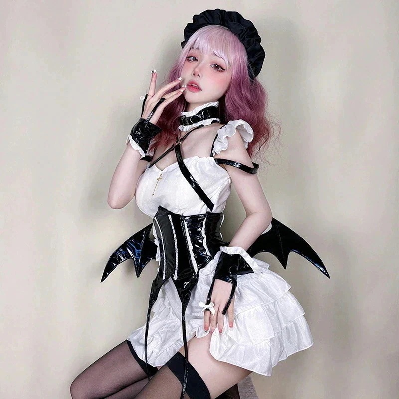 【2026限定SALE】コスチューム ハロウィーン衣装暗黒ゴシック黒メイド服セクシー小悪魔制服誘惑キャラクターがコウモリ服を演じる