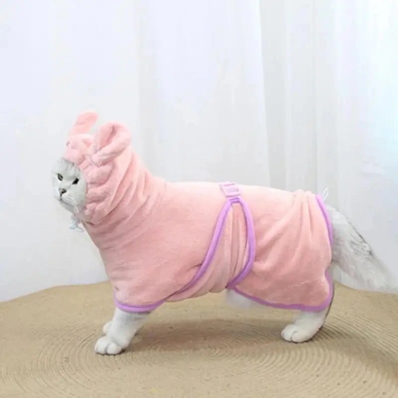 メガ割 中程度の猫用の快適な折りたたみ式タオル マイクロファイバー製の猫用トイレ かわいい耳付きのペット用アクセサリー