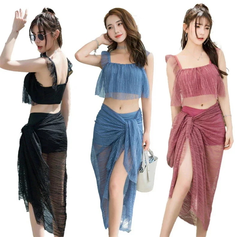 可愛い 二の腕 スカート 3点セット タンキニ 体型カバー ワイヤレス UVカット パッド 水着 水着 セパレート水着 おしゃれ ビキニ セクシー 黒 大人 ビキニ 【7月の新作特典】水着 レディース