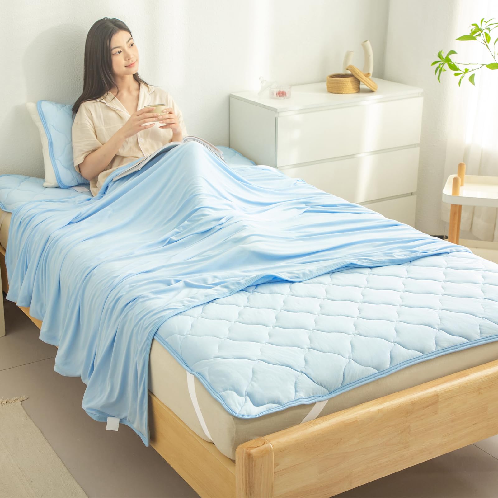 BLACK BADGER 布団セット シングル 【Q-max0.5】 夏用 掛け布団 タオルケット 敷きパッド キルトケット 枕パッド 枕カバー 洗える 抗菌防臭・防ダニ 接触冷感 柔らかい肌触り 寝