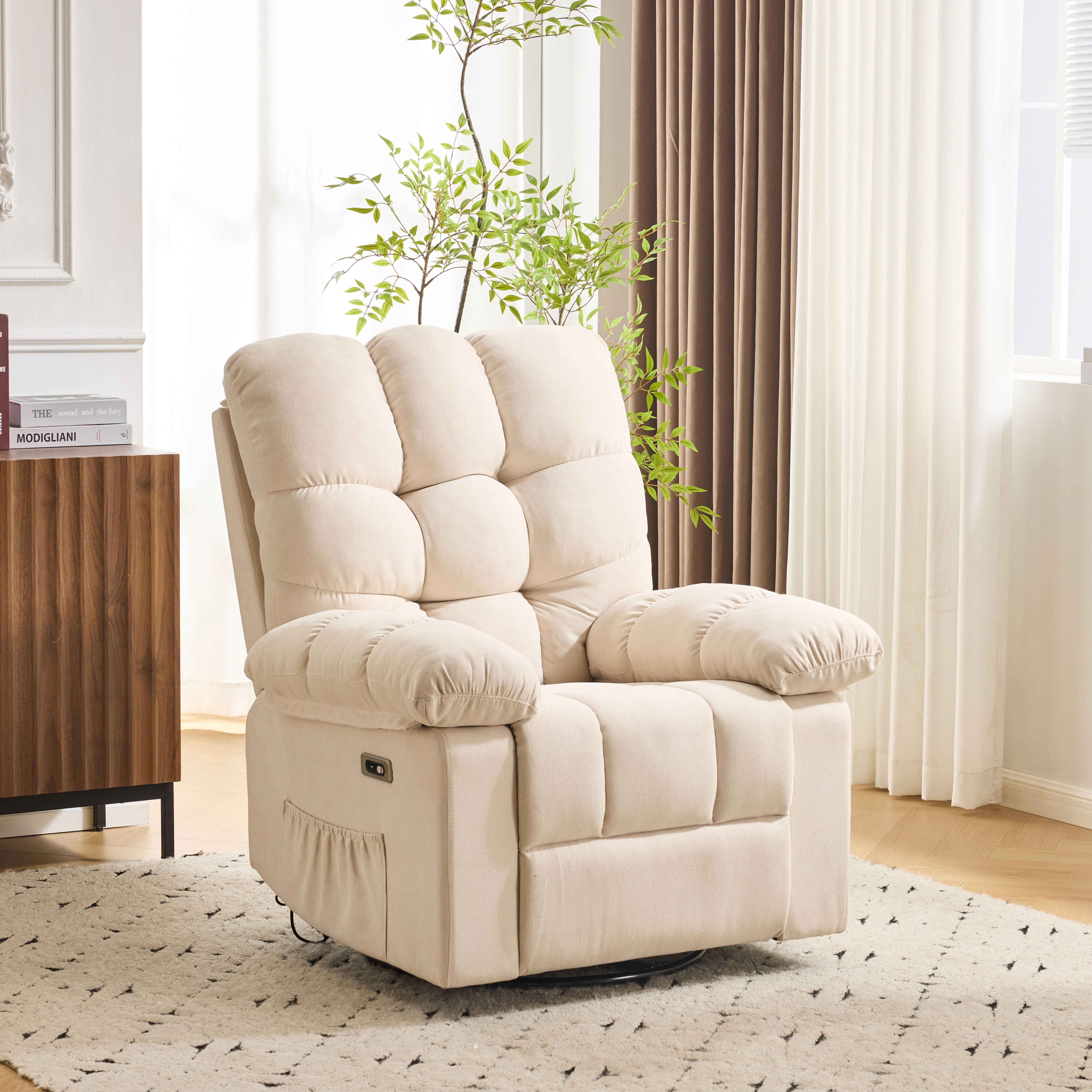 電動1人掛けソファー リクライニングチェア ゲーミングチェア リクライニングソファ 電動ソファ 270度回転式 背もたれ調節110-165度 簡単昇降ボタン 快適なリビング 一人暮らし 癒しの必需品