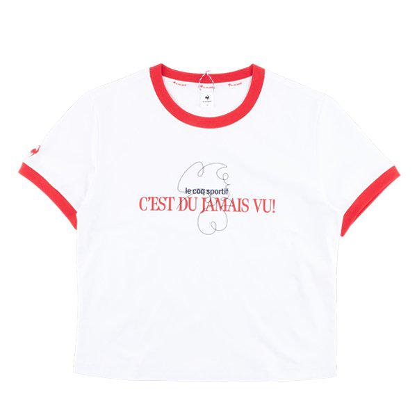 スリムフィット ウーマンズ リンガー 半袖Tシャツ QQ122TRS31 WHT_P417396755
