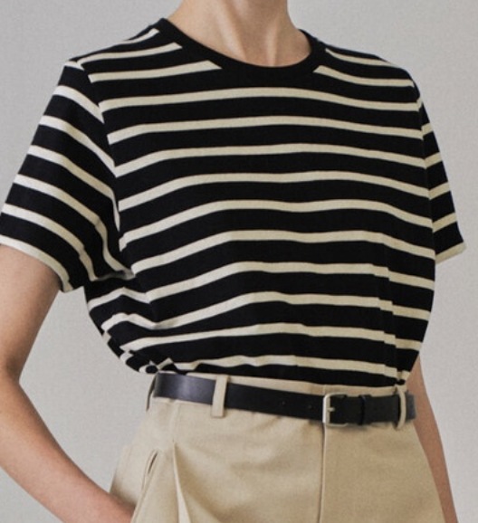 ファサードパターン Cotton Stripe T-shirt Black