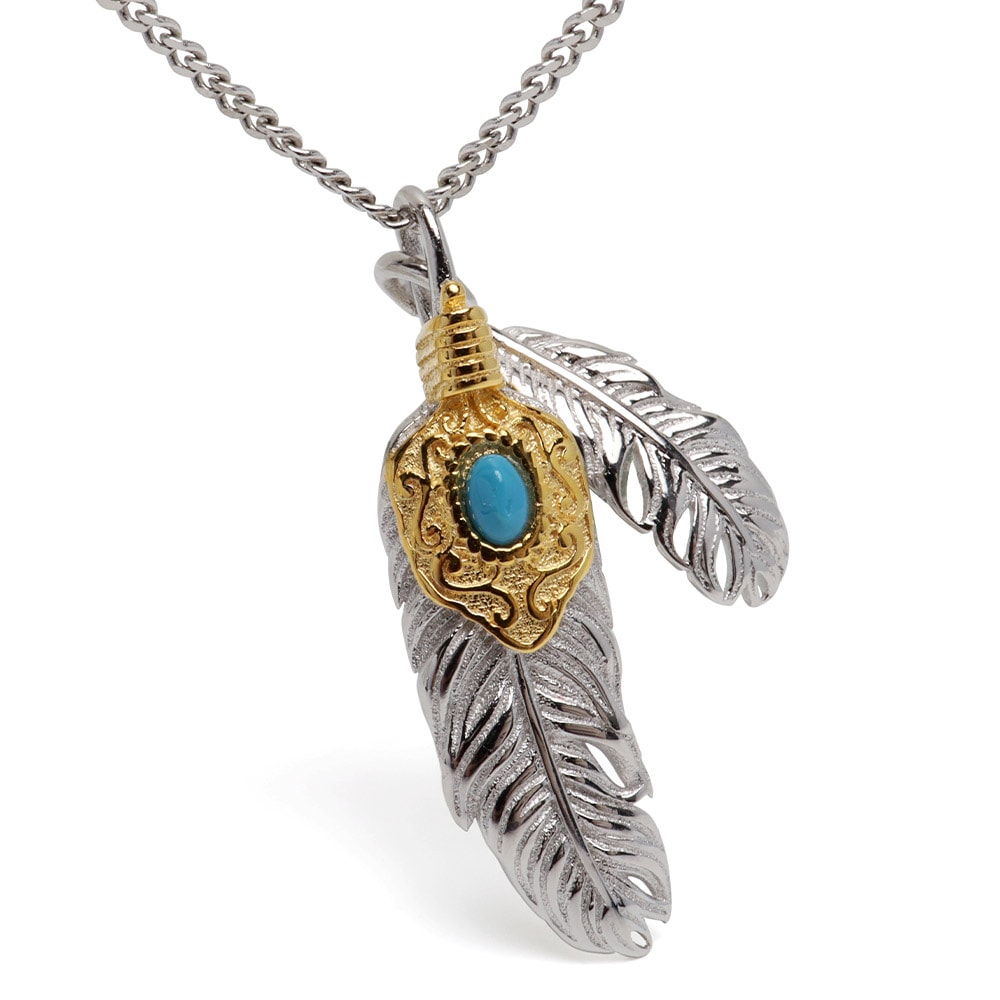 シルバー925 小ぶりのダブルフェザーネックレス [cn155]