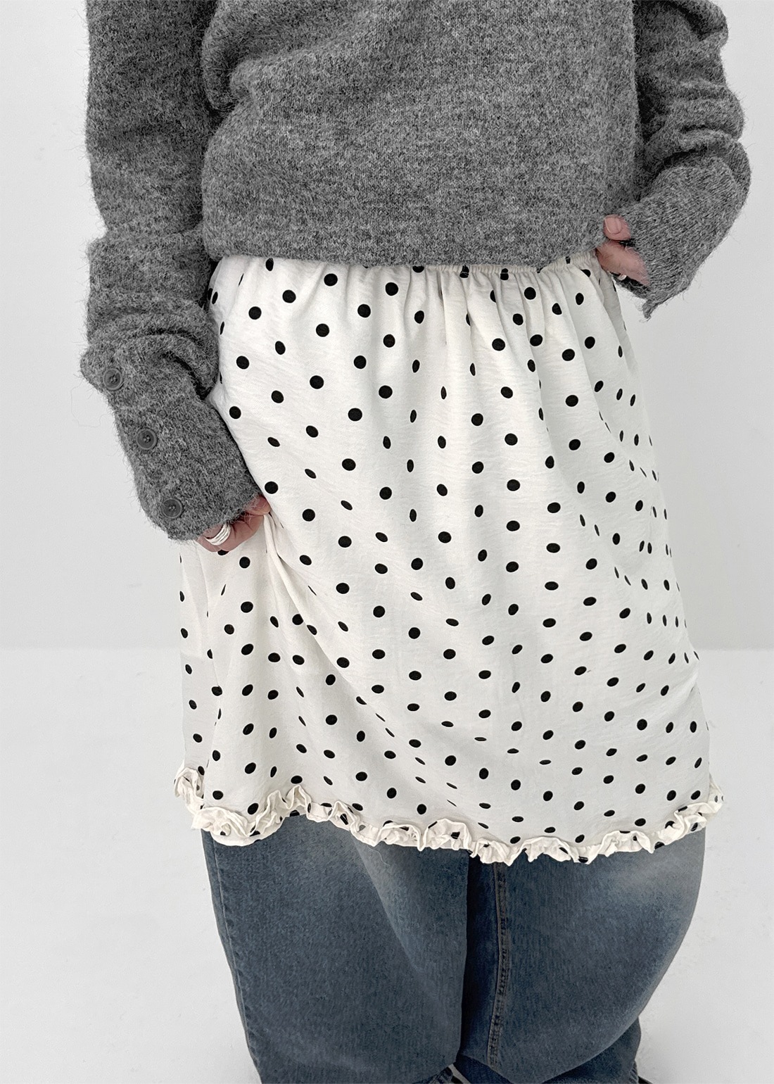 クッキーフリルドットミディスキルト