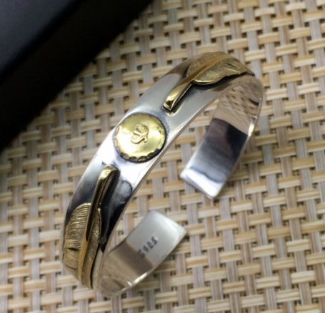 925スターリングシルバーゴロスイーグルフェザーリーフブレスレット