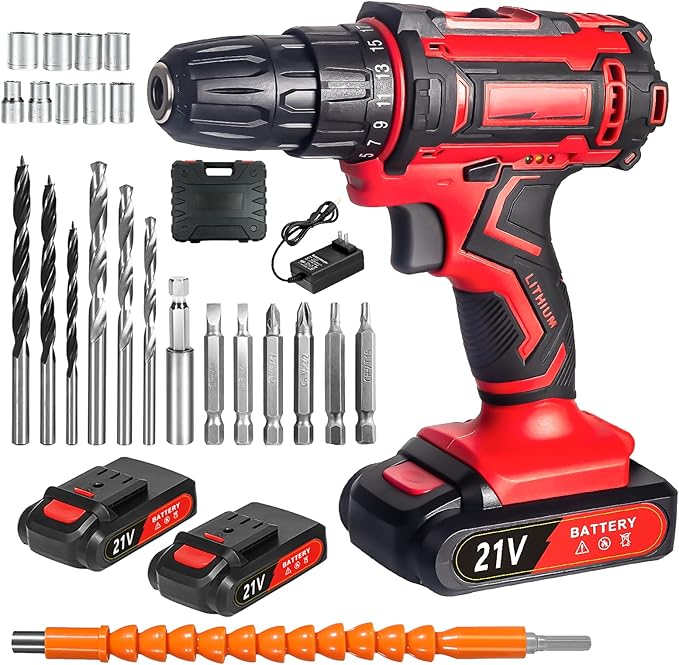 【パワフル・簡単操作・パーツ豊富】電動ドライバー 21v 電動ドリル 1500mA