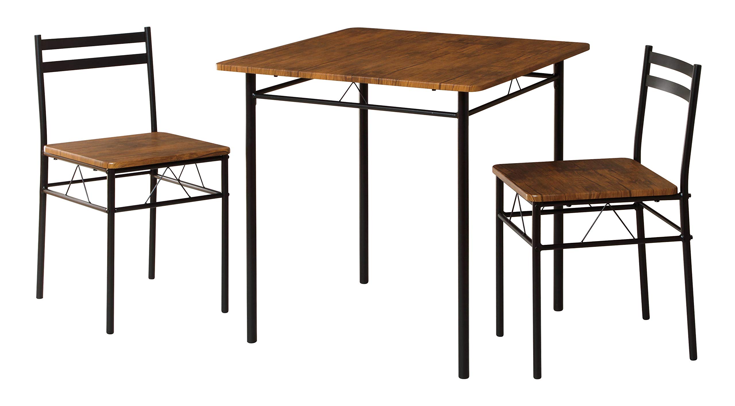 ダイニング3点セット テーブル チェア 2人掛け 長方形 シンプル ブラウン DS-V70(BR)