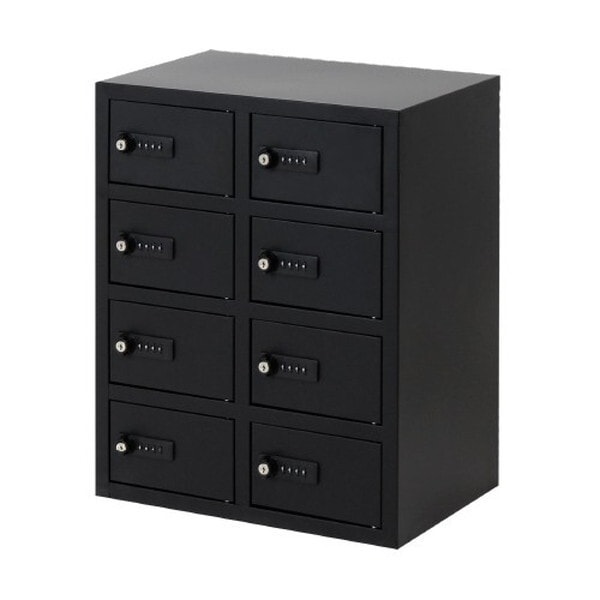 Netforce NSAFE-24-W-BK ブラック 貴重品ロッカー 2列4段 8人用 ダイヤル錠 (幅400mm) メーカー直送