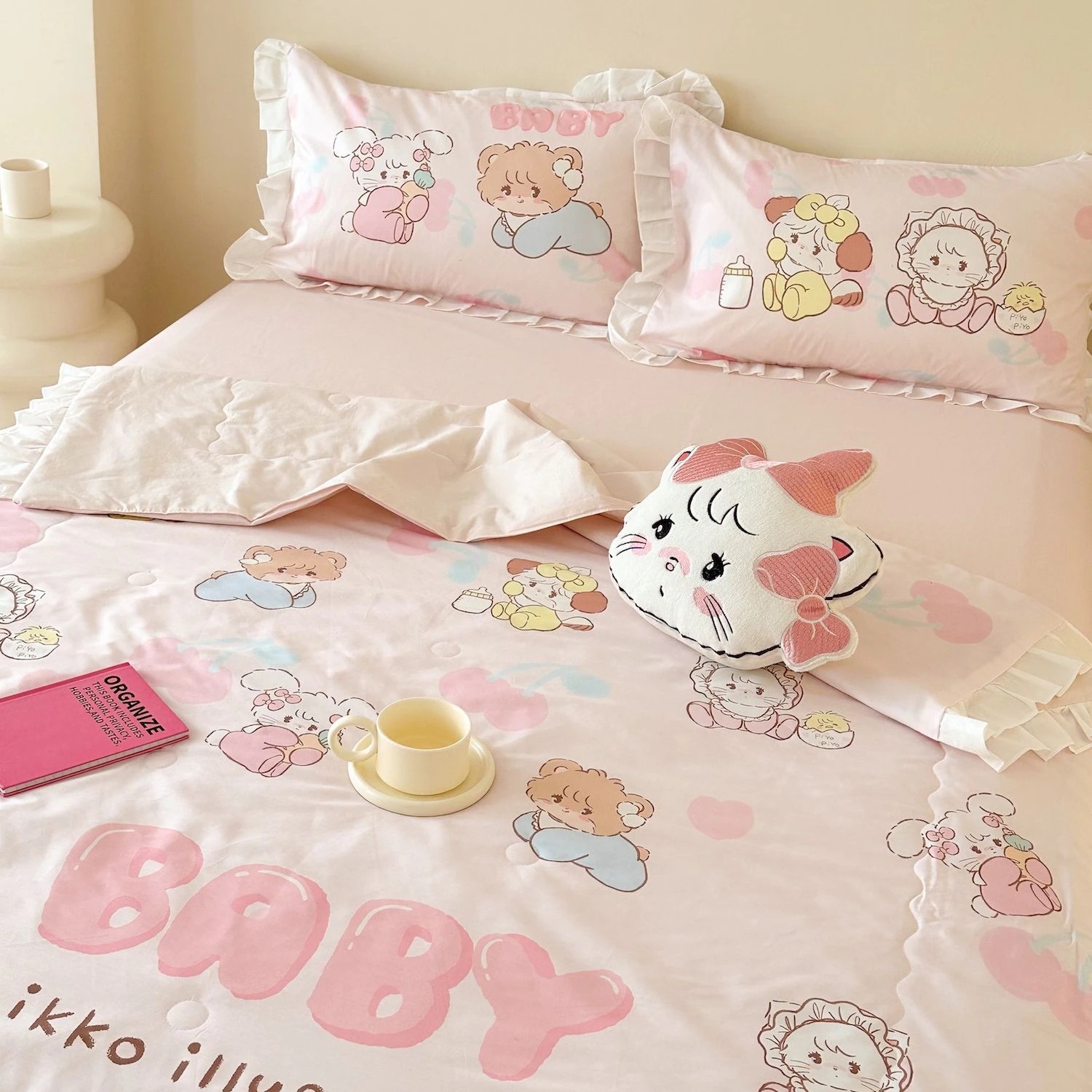 工ガ割-Mikkoアニメ棉水洗綿夏涼はシングル二人の純綿エアコンで夏に4セットinsに洗濯できる